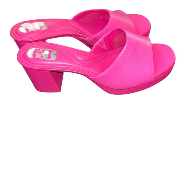 Giani Bini Bright Pink Slide Sandals Mules Block Heel retro y2k 7.5 sweet dreams - Picture 2 of 4